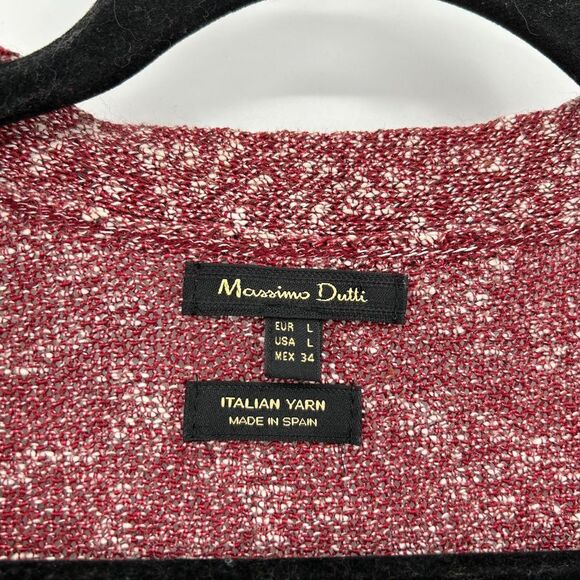 MASSIMO DUTTI Red Burgundy Knit Long Open Cardigan Sweater Size Large - Picture 4 of 4